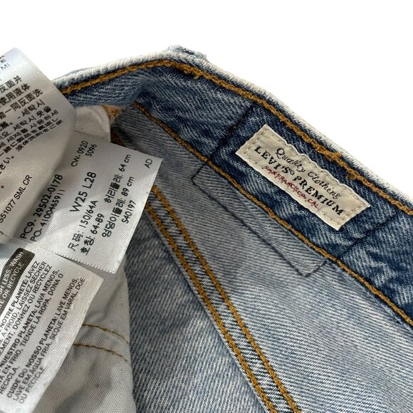 Levi's 501 S Premium Skinny Jeans Women's Size 25x28 Button Fly Distressed Big E - Picture 3 of 6